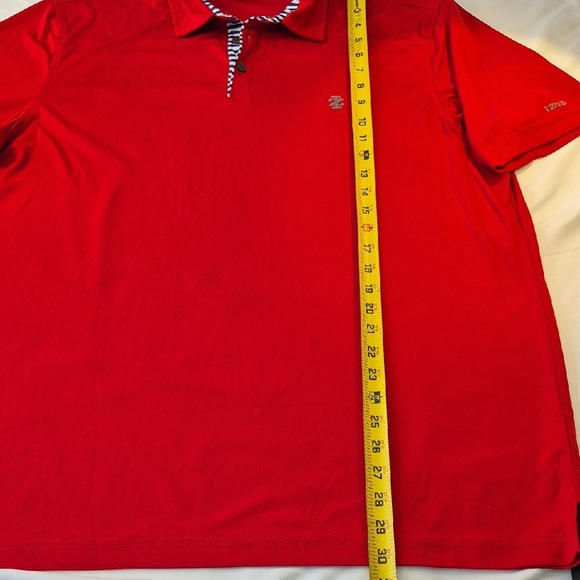 Izod Red Polo Mens Shirt with Striped Collar Short Sleeve - Picture 5 of 15